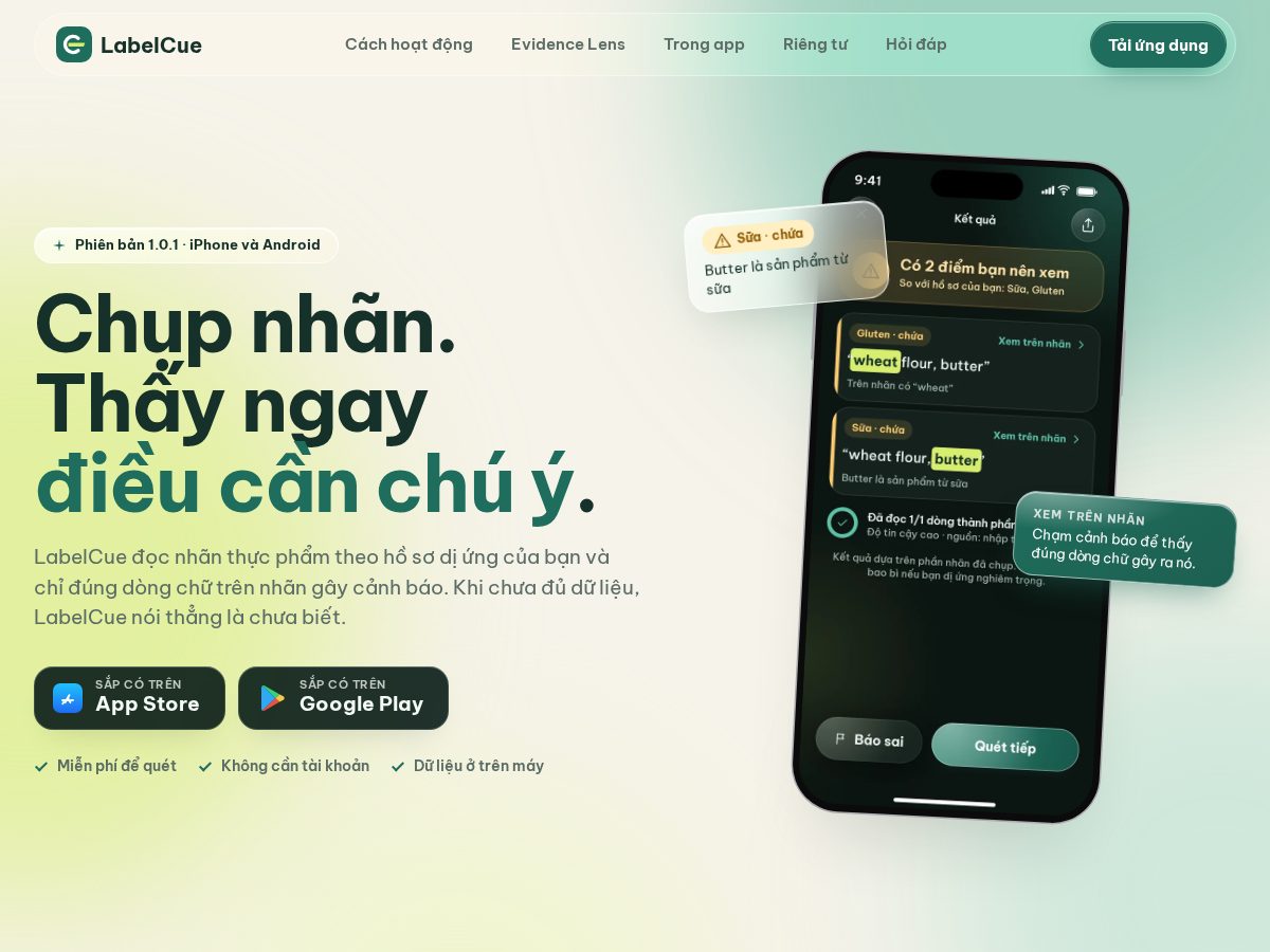 Landing-page snapshot of labelcue.app
