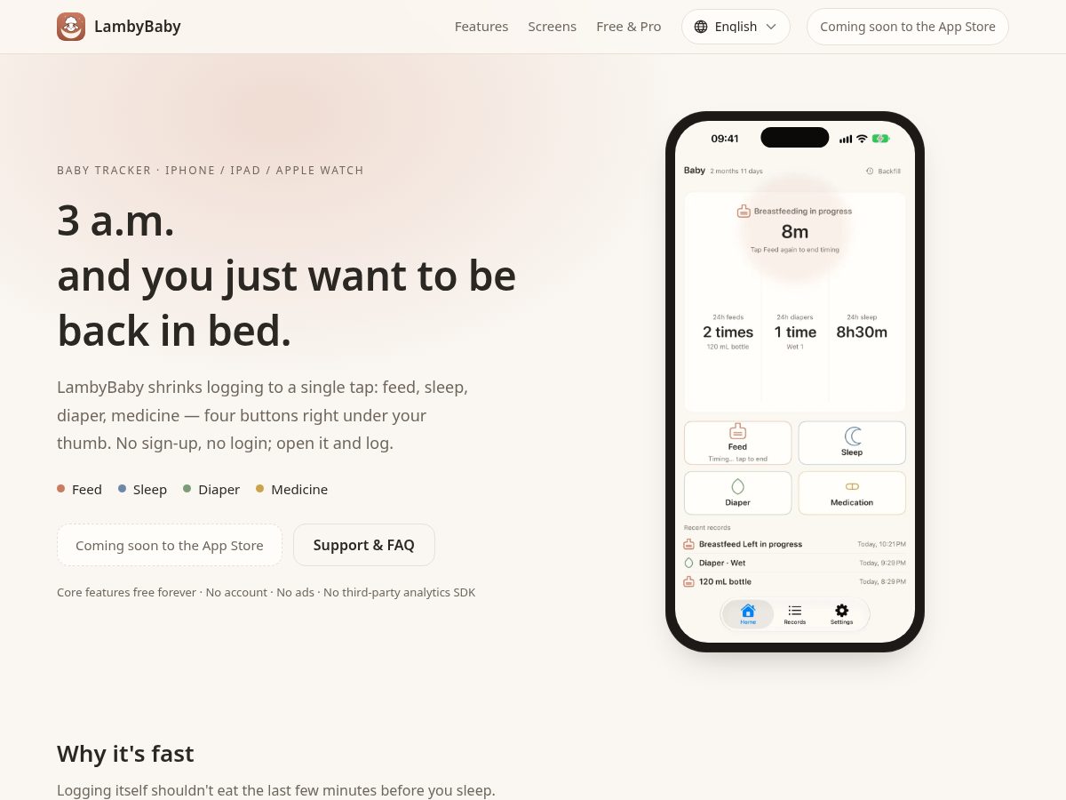Landing-page snapshot of lambybaby.com