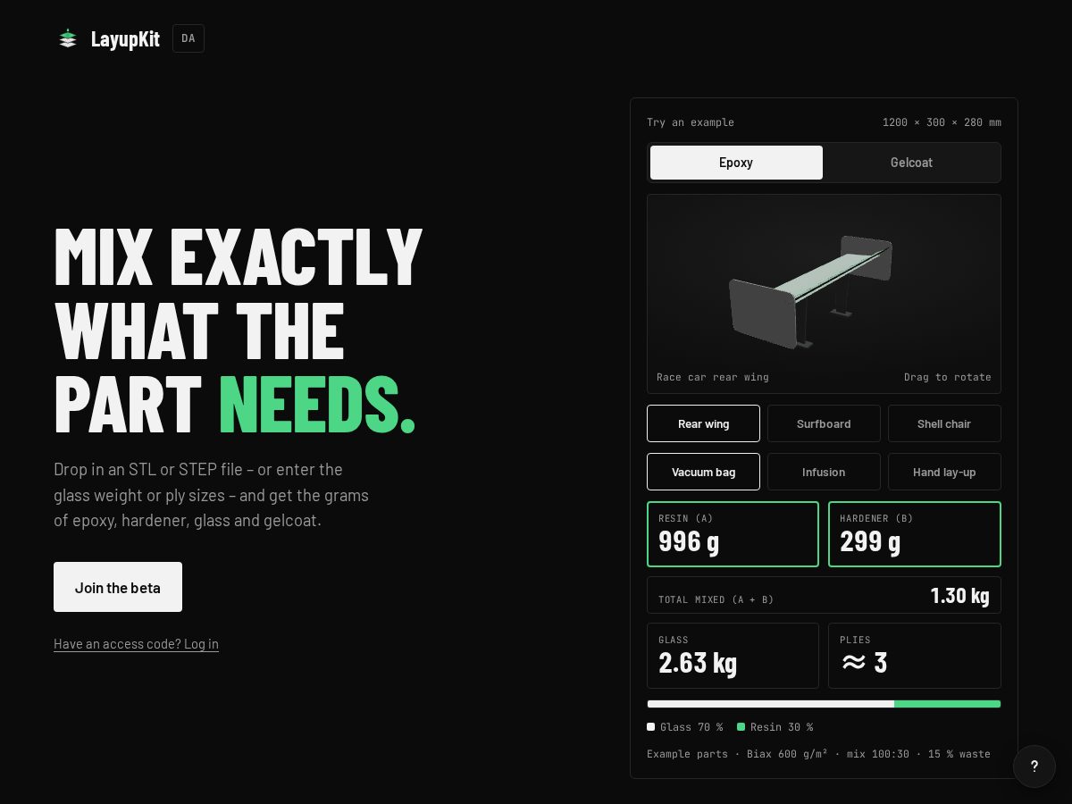 Landing-page snapshot of layupkit.com