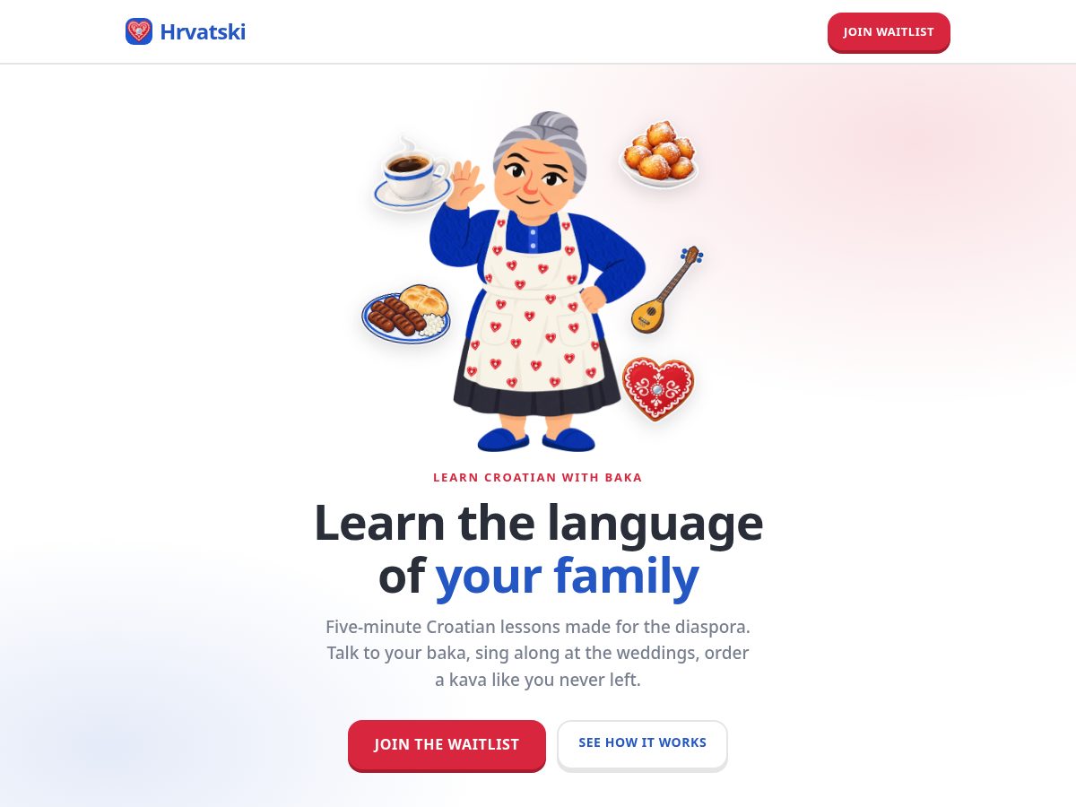 Landing-page snapshot of learncroatian.app