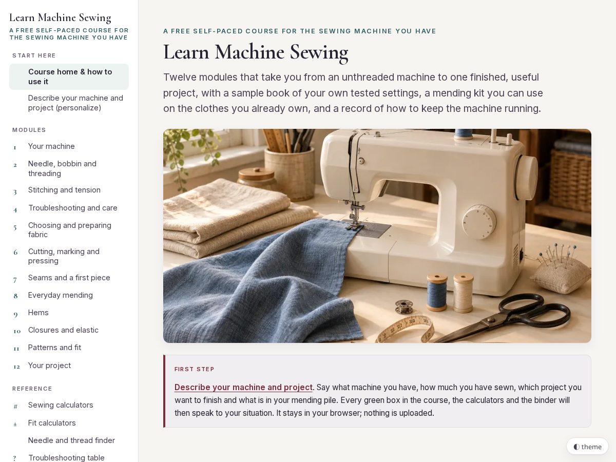 Landing-page snapshot of learnmachinesewing.com