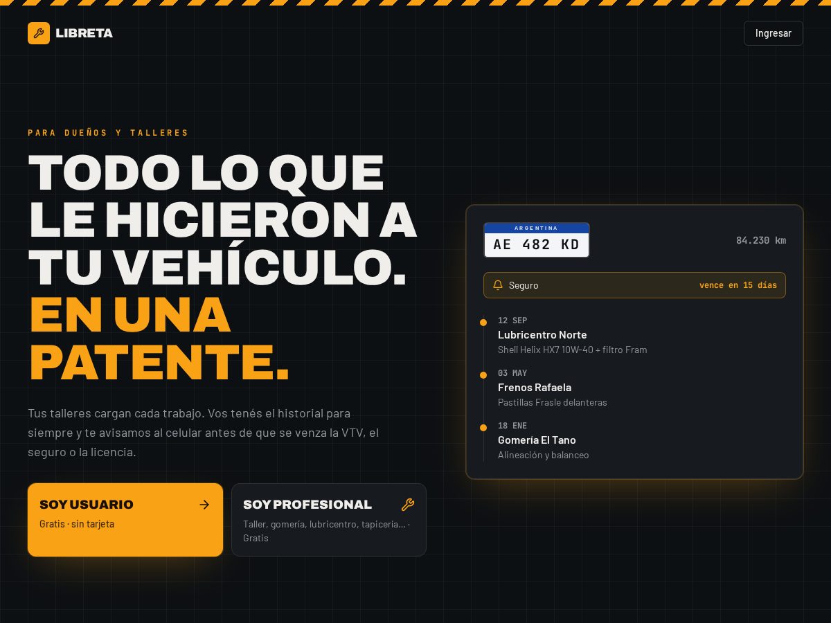 Landing-page snapshot of libretaapp.com