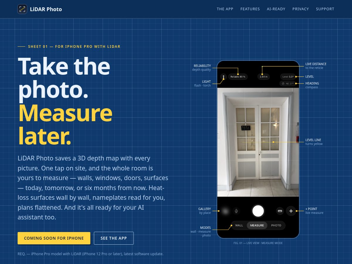 Landing-page snapshot of lidarphoto.app