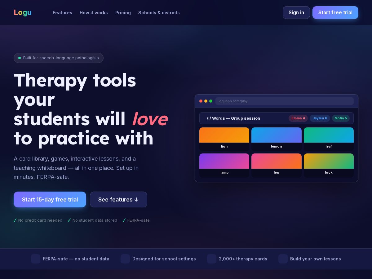 Landing-page snapshot of loguapp.com