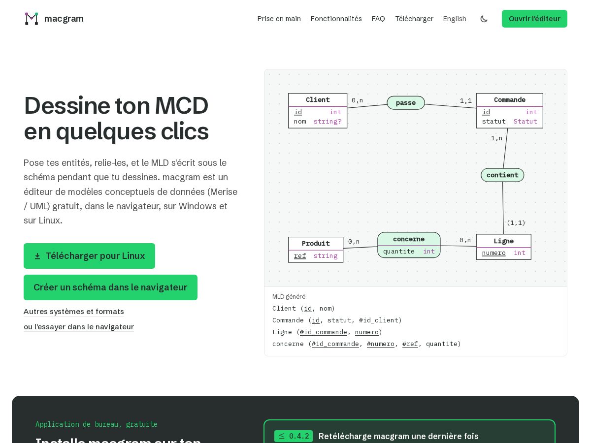 Landing-page snapshot of macgram.app