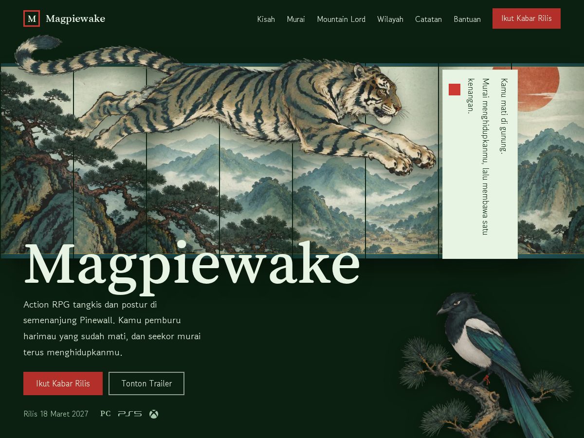 Landing-page snapshot of magpiewake.com
