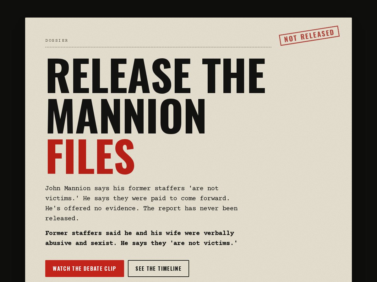 Landing-page snapshot of mannionfiles.com