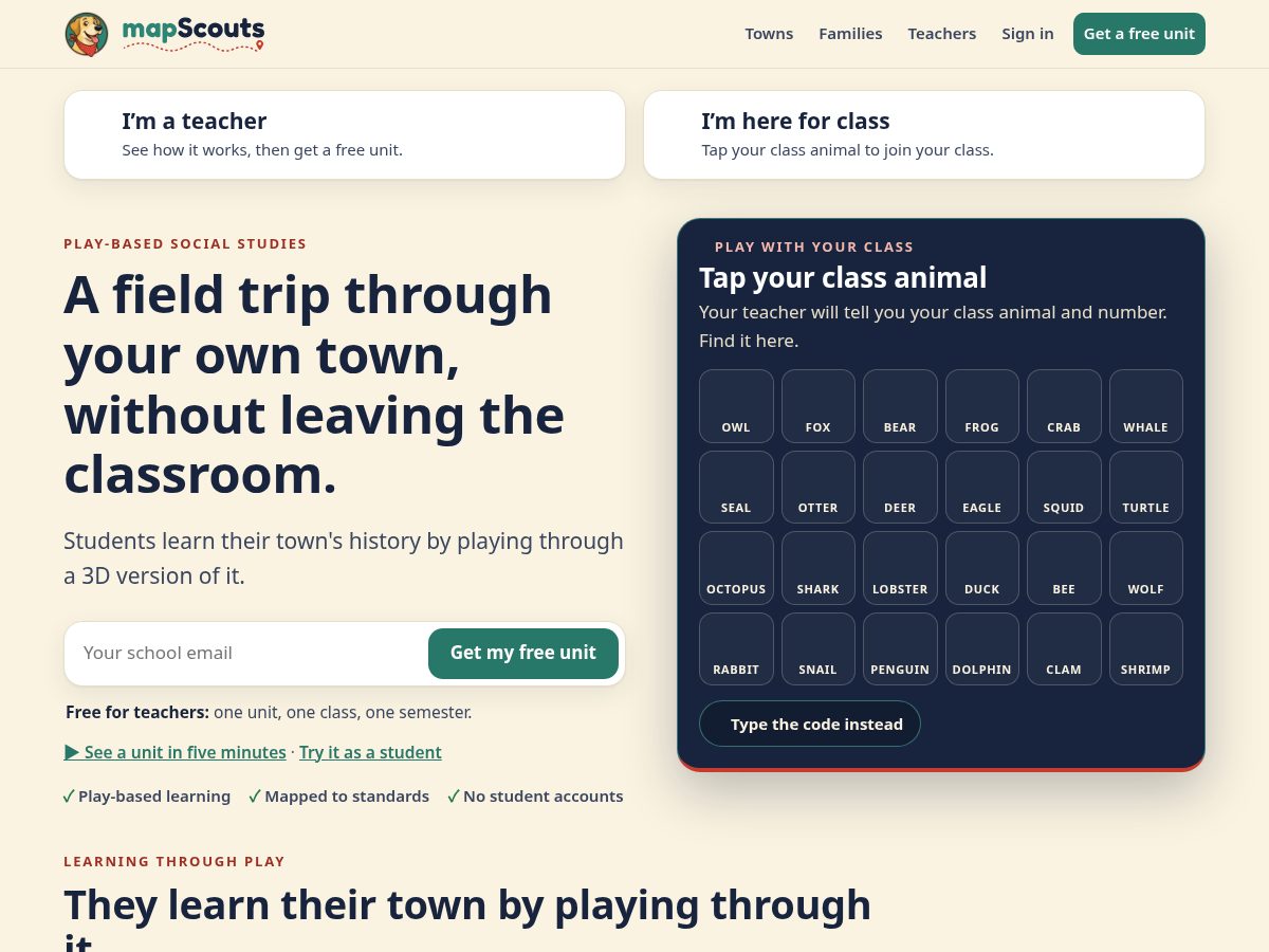 Landing-page snapshot of mapscouts.com
