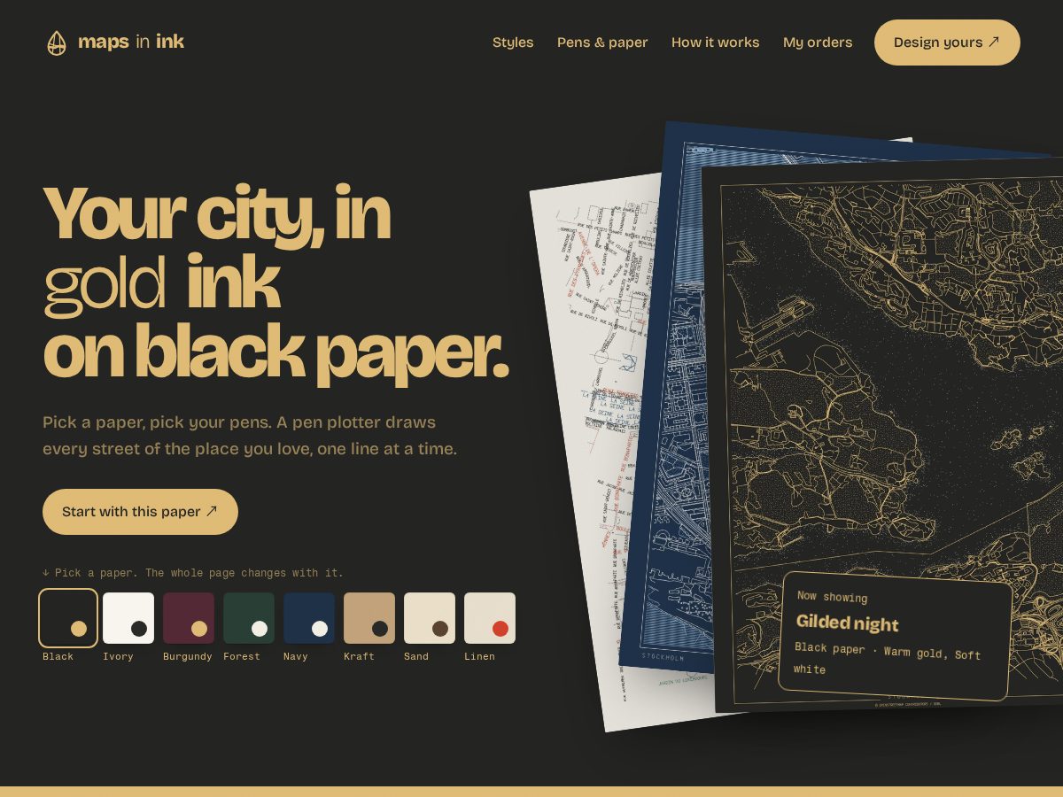 Landing-page snapshot of mapsinink.com