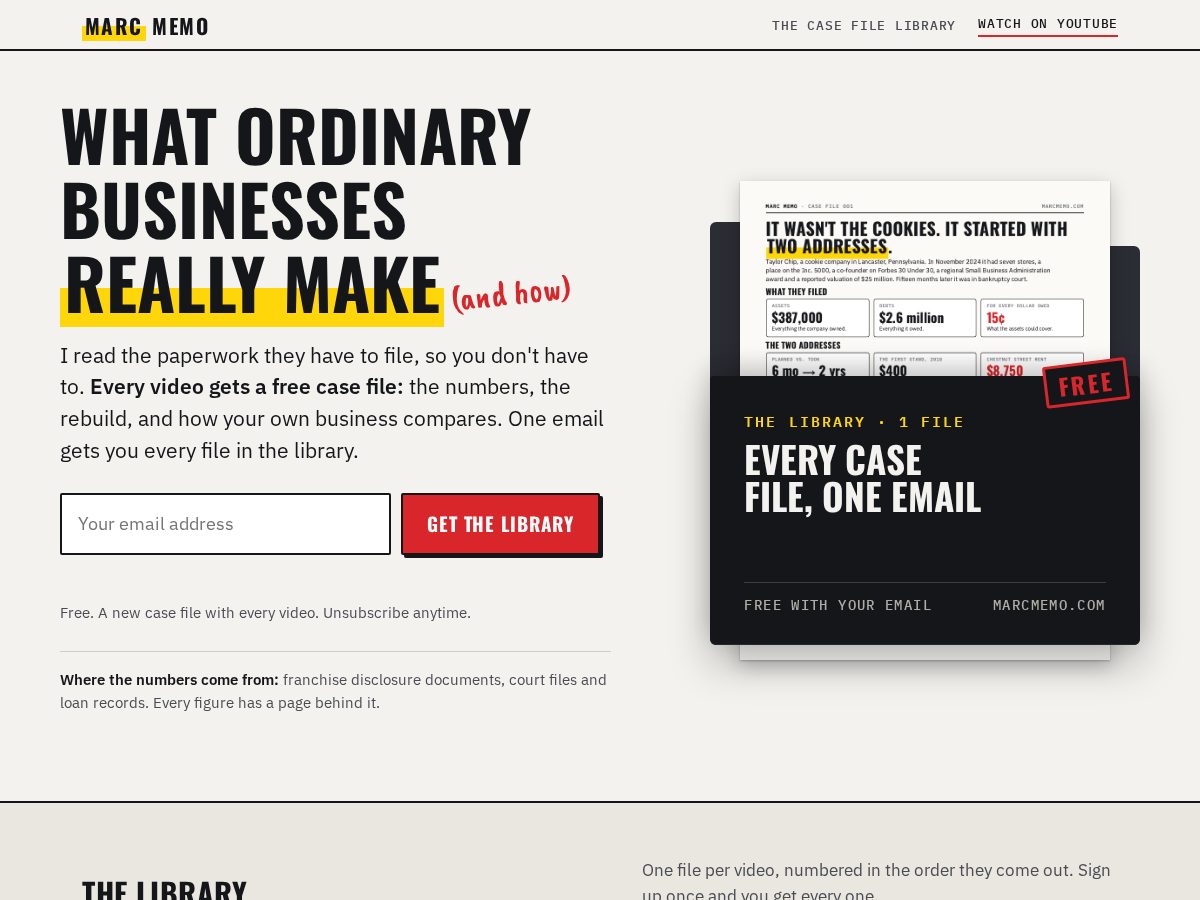 Landing-page snapshot of marcmemo.com