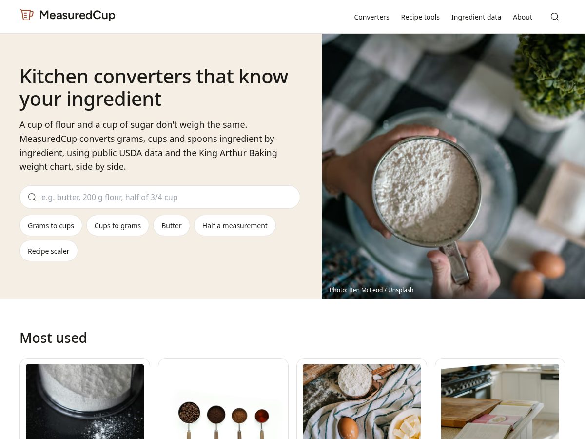 Landing-page snapshot of measuredcup.com