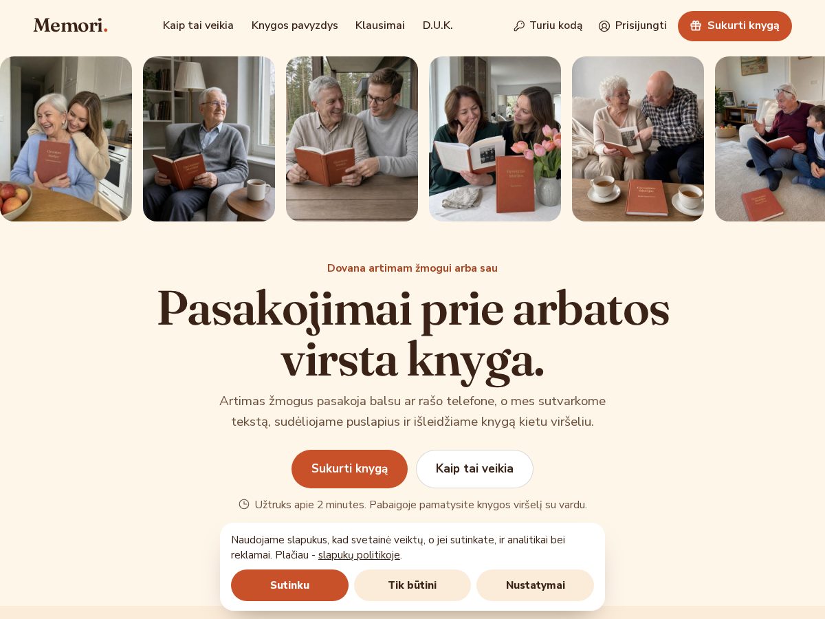 Landing-page snapshot of memoribook.com