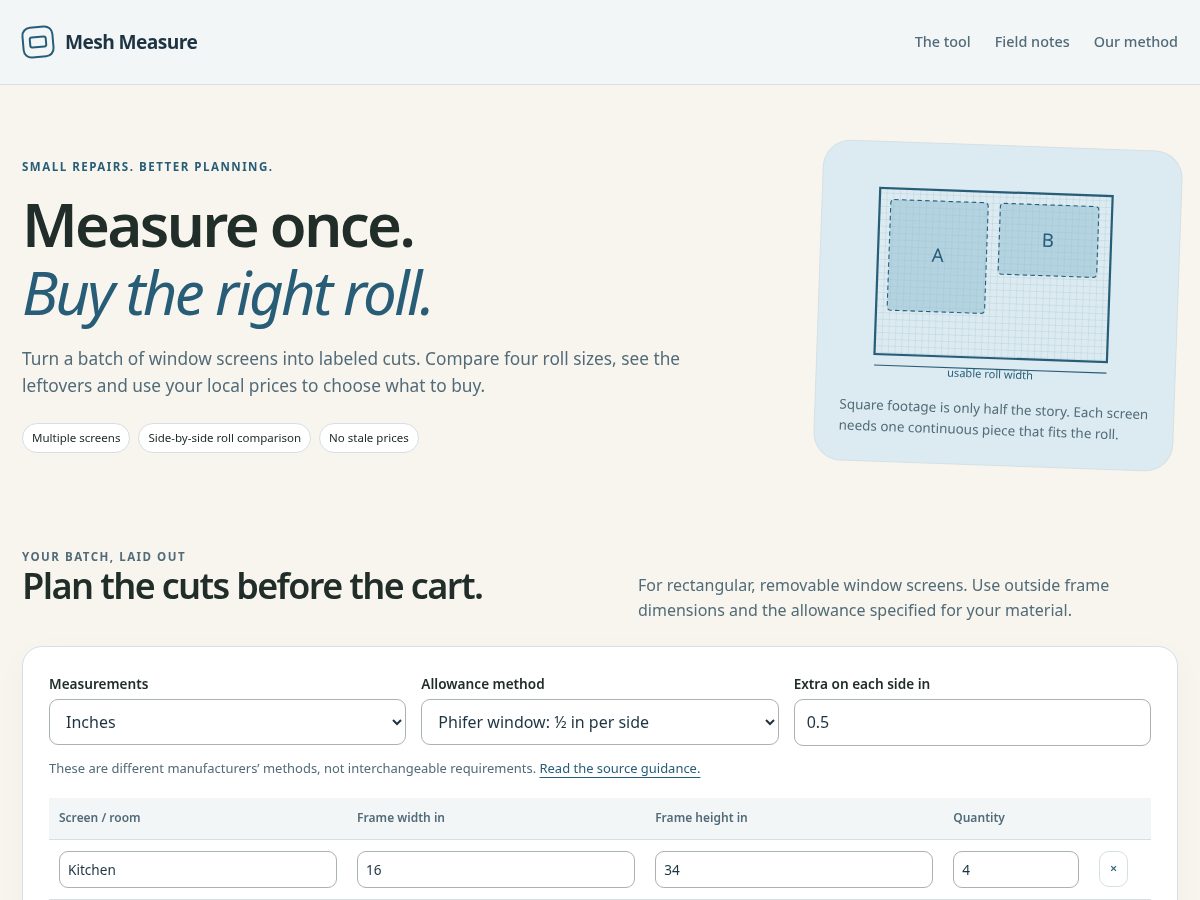 Landing-page snapshot of meshmeasure.com