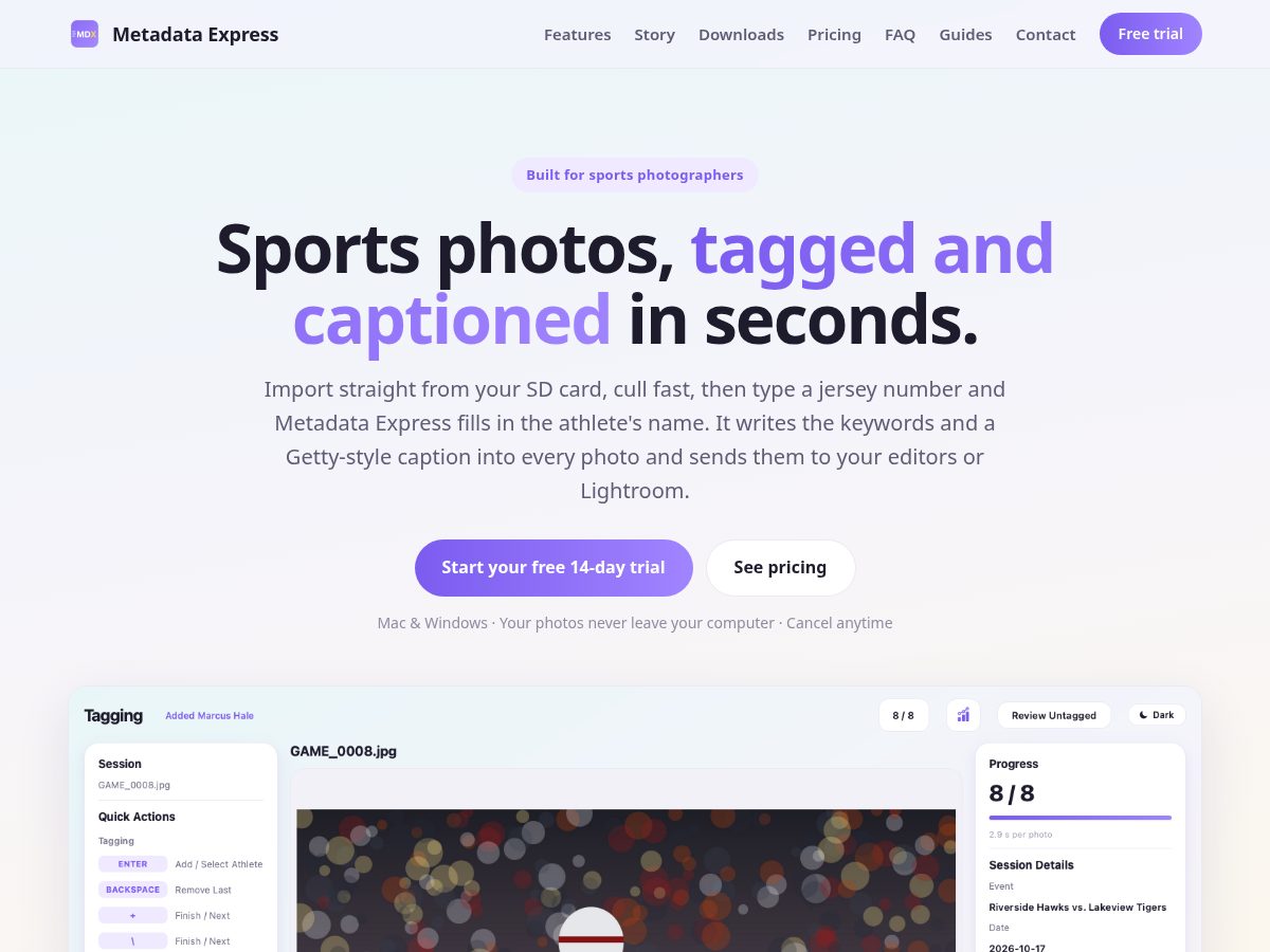 Landing-page snapshot of metadataexpress.com
