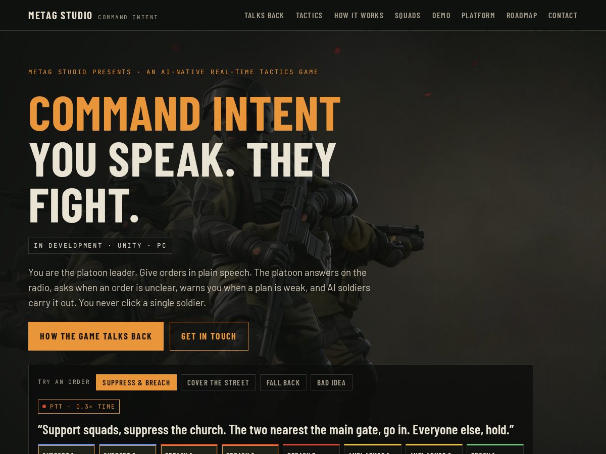Landing-page snapshot of metag.studio