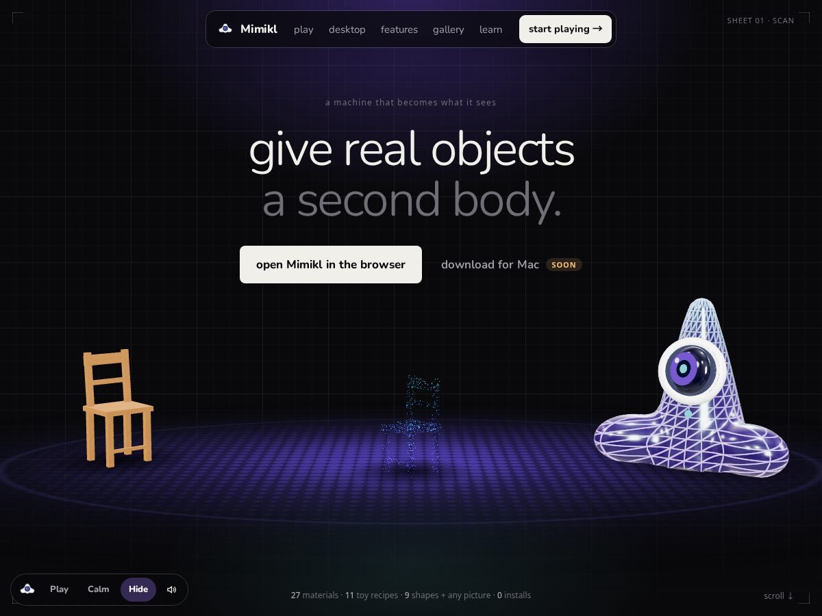 Landing-page snapshot of mimikl.com