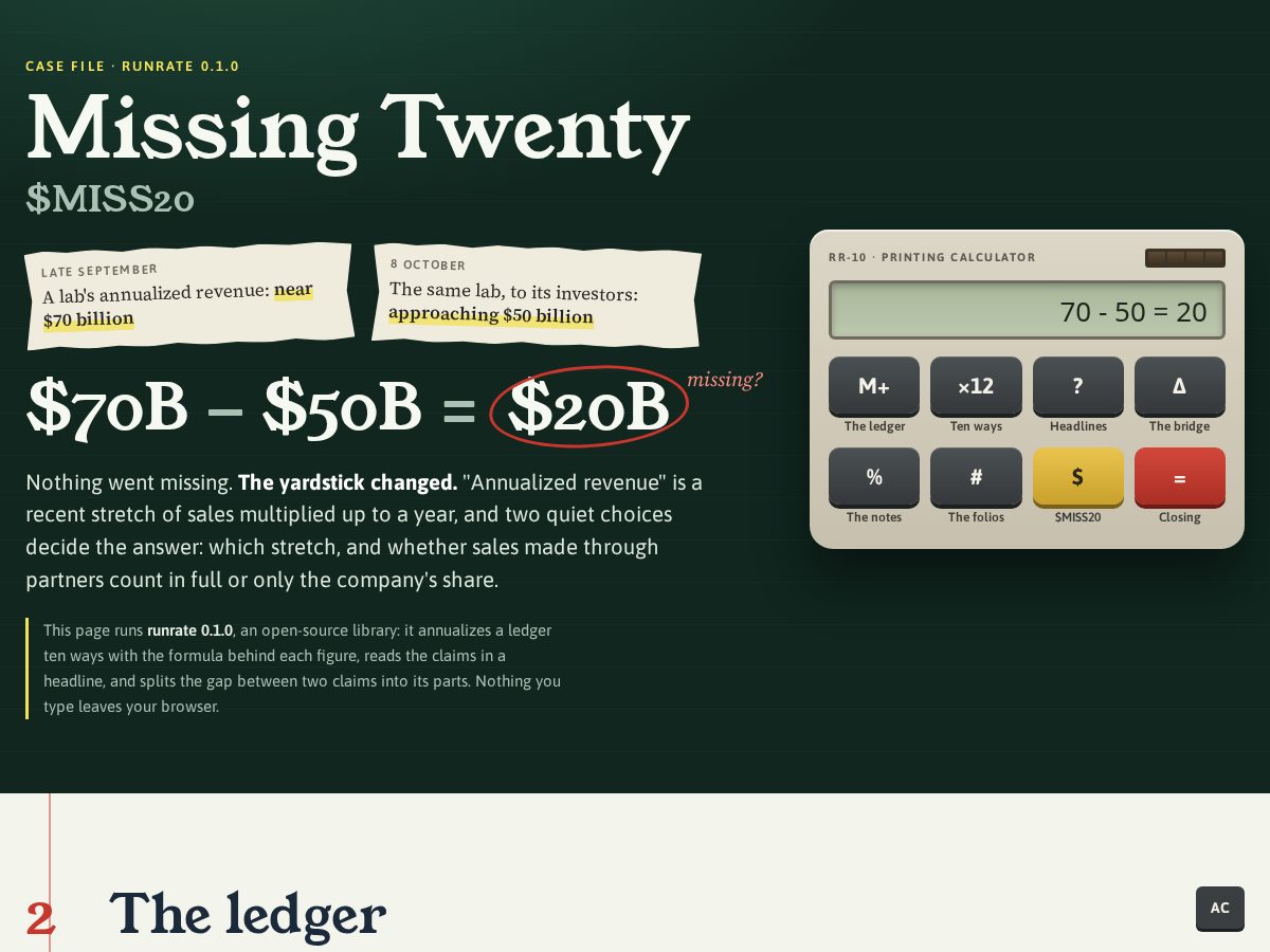 Landing-page snapshot of missingtwenty.cash