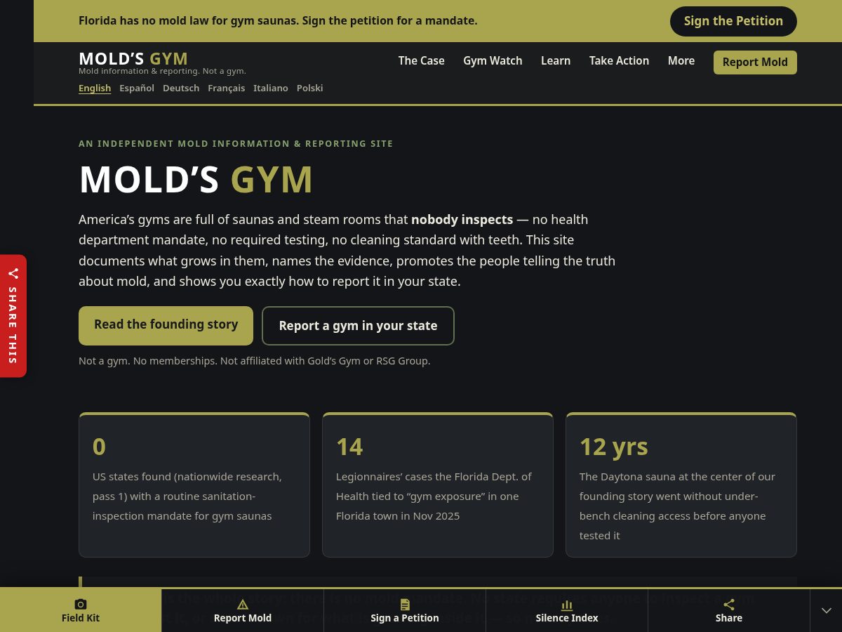 Landing-page snapshot of moldsgym.com