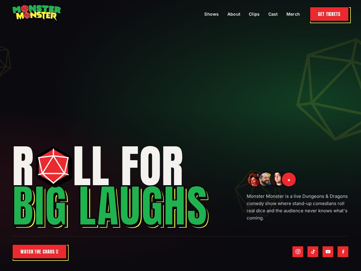 Landing-page snapshot of monstermonstershow.com