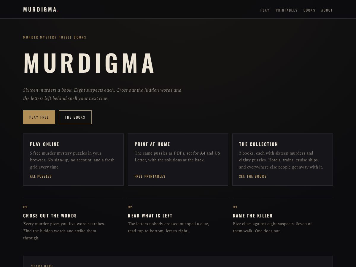 Landing-page snapshot of murdigma.com