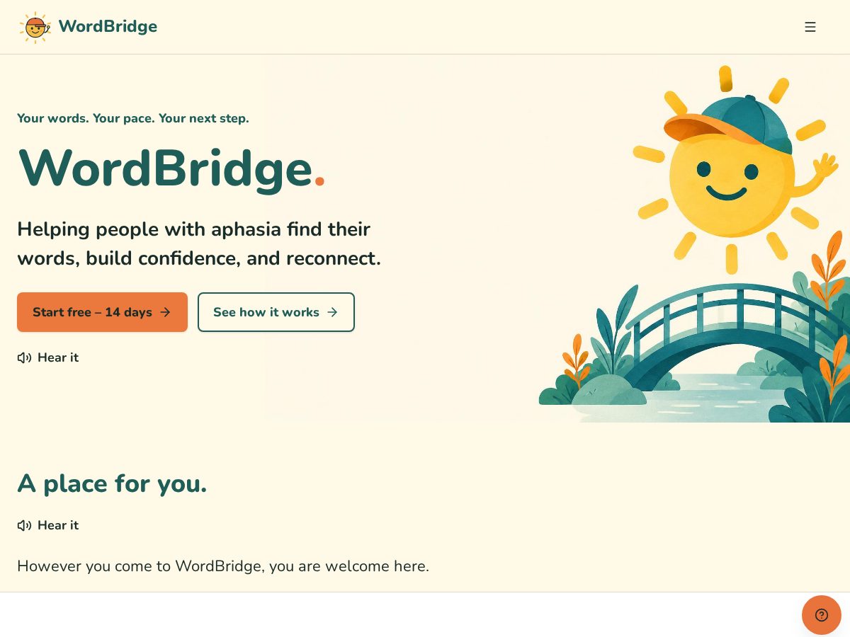 Landing-page snapshot of mywordbridge.com
