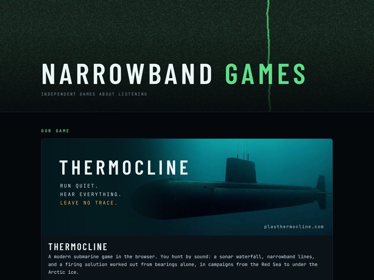 Landing-page snapshot of narrowbandgames.com