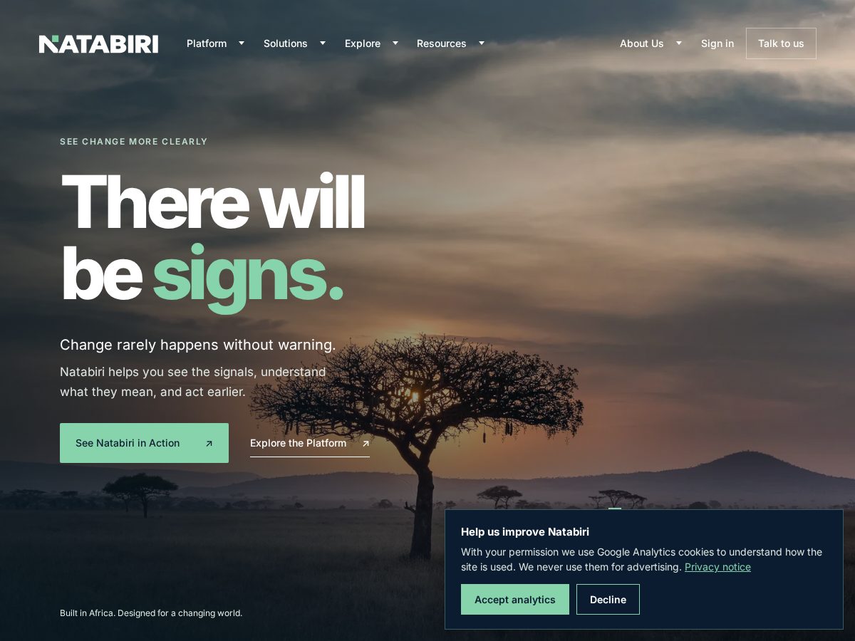 Landing-page snapshot of natabiri.com