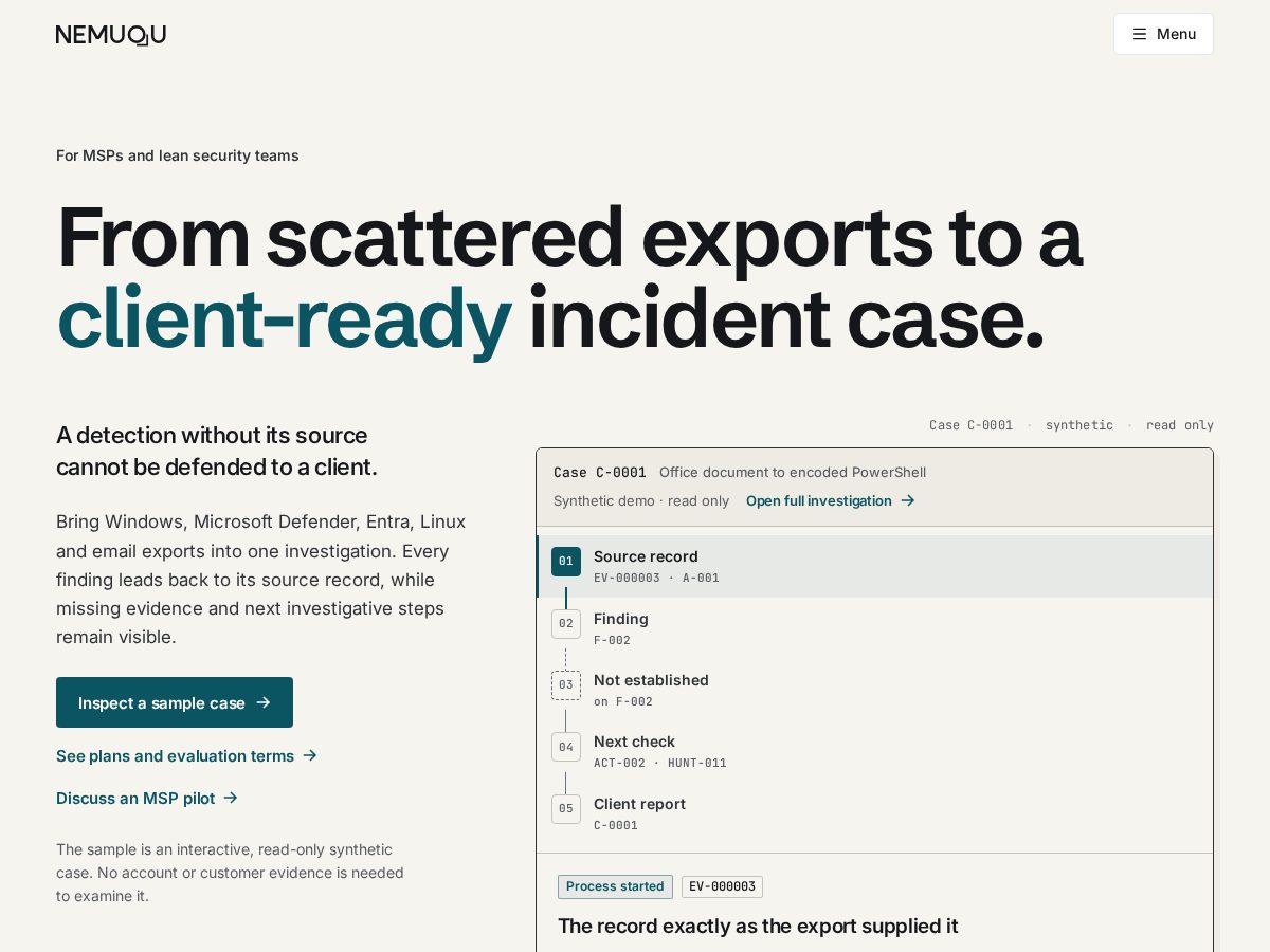 Landing-page snapshot of nemuqu.com