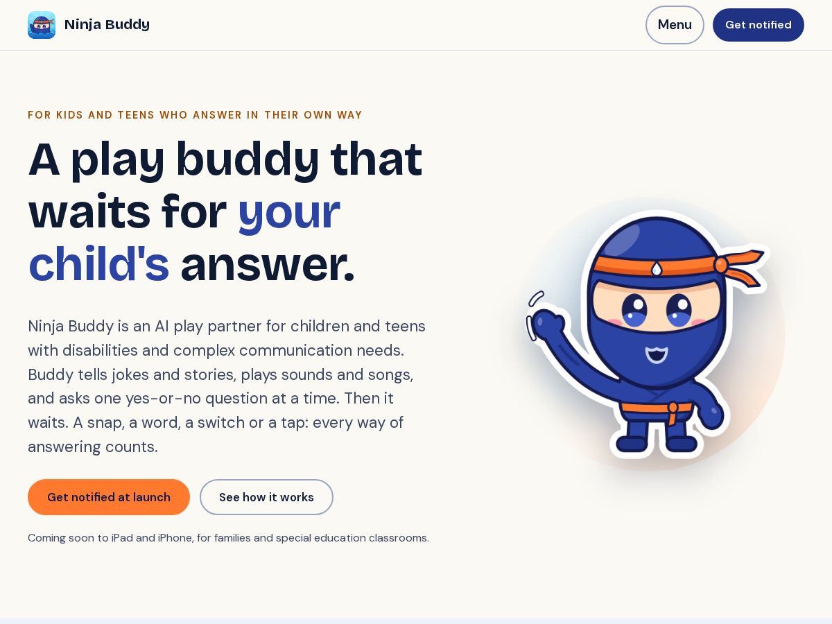Landing-page snapshot of ninja-buddy.com