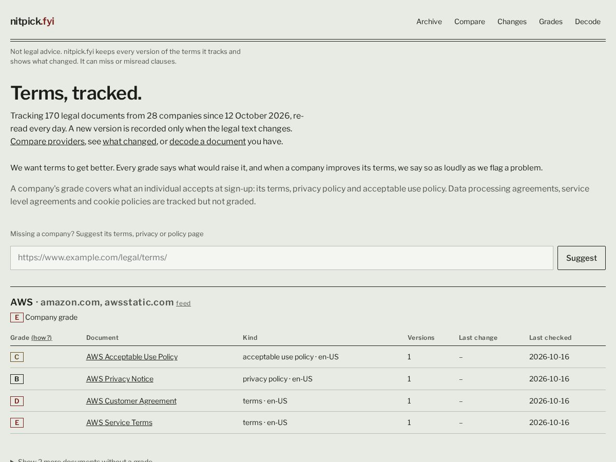 Landing-page snapshot of nitpick.fyi