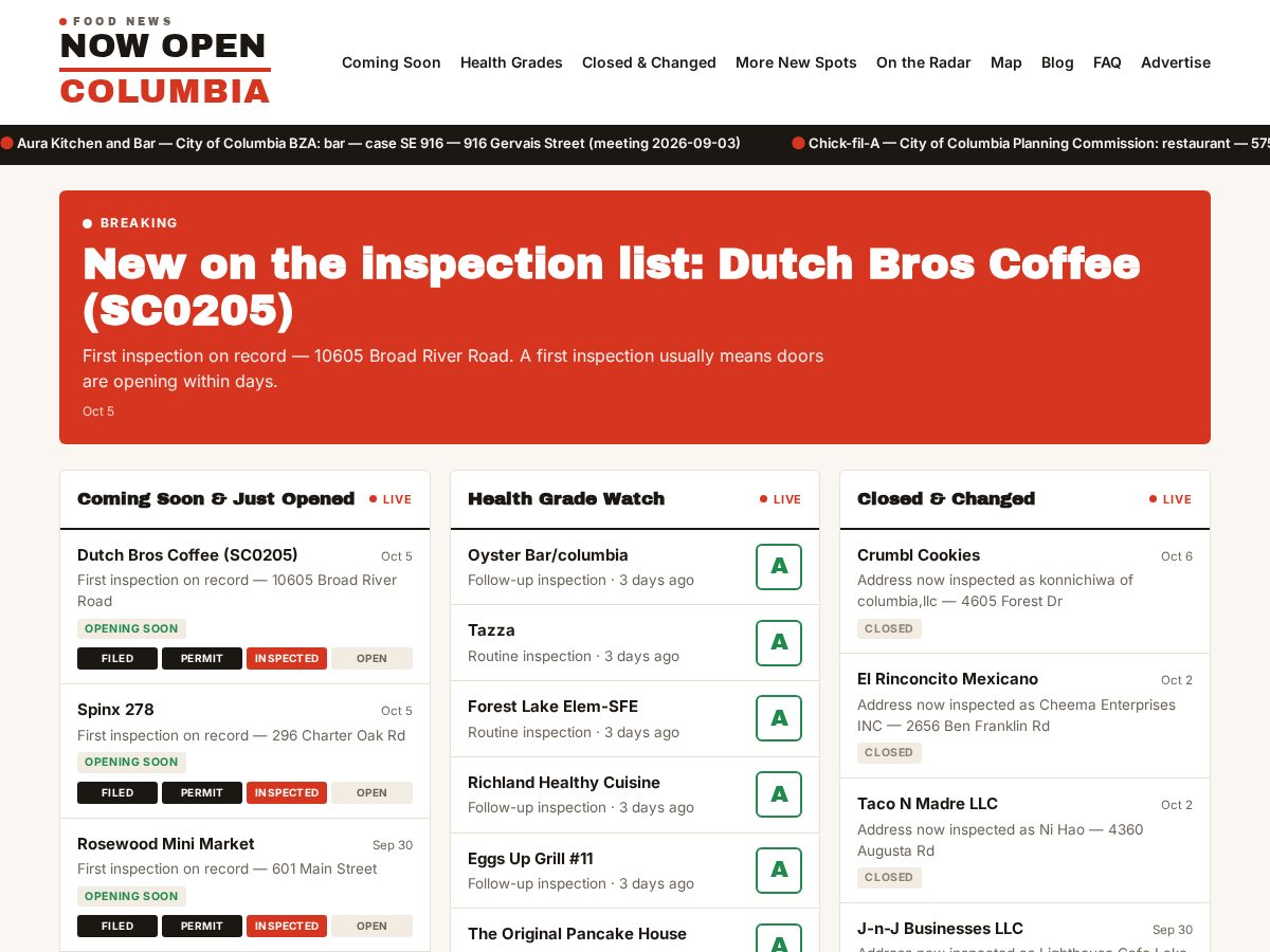 Landing-page snapshot of nowopencolumbia.com