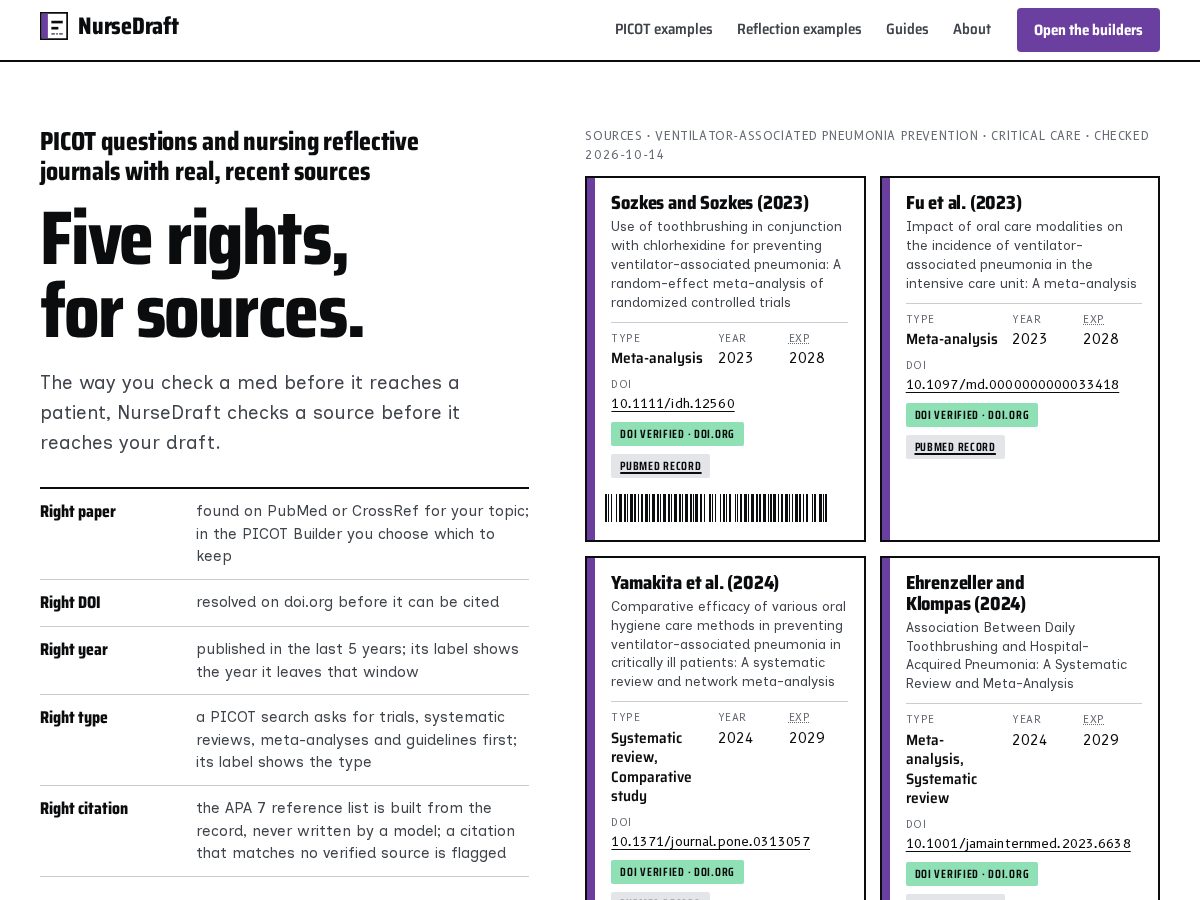 Landing-page snapshot of nursedraft.com