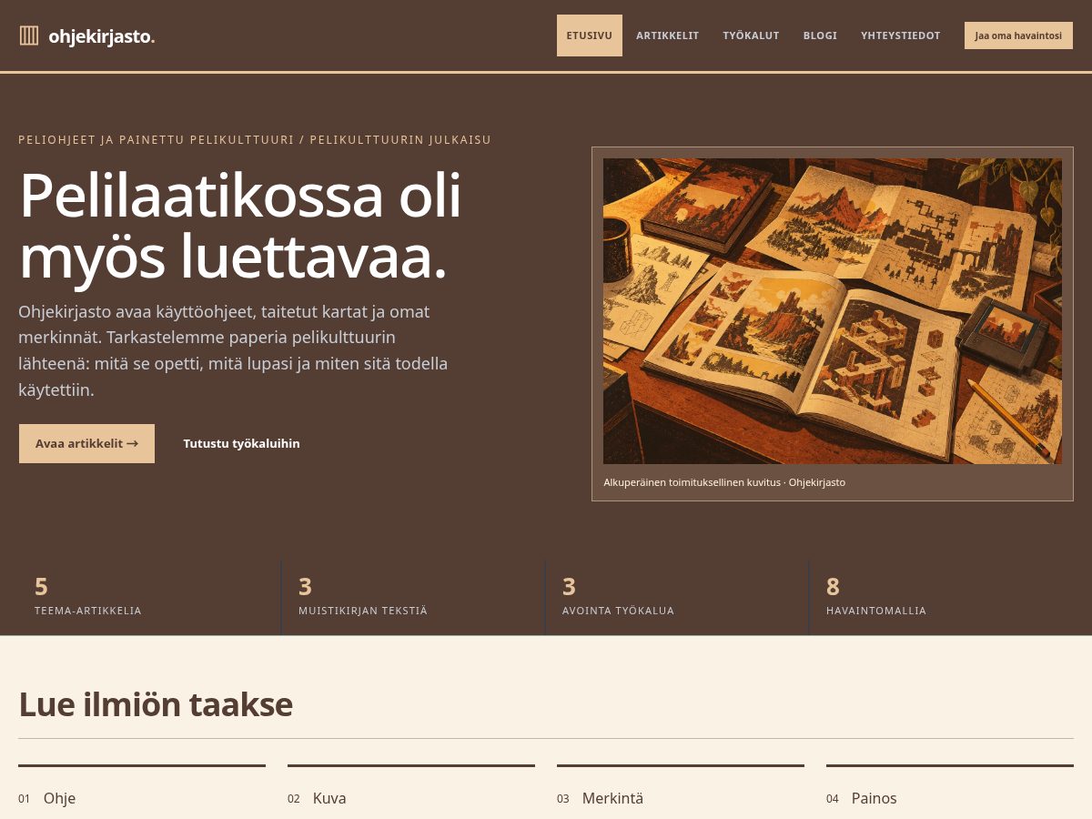 Landing-page snapshot of ohjekirjasto.com
