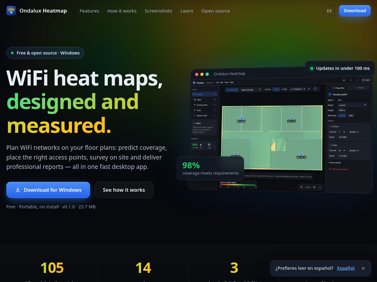 Landing-page snapshot of ondaluxheatmap.com