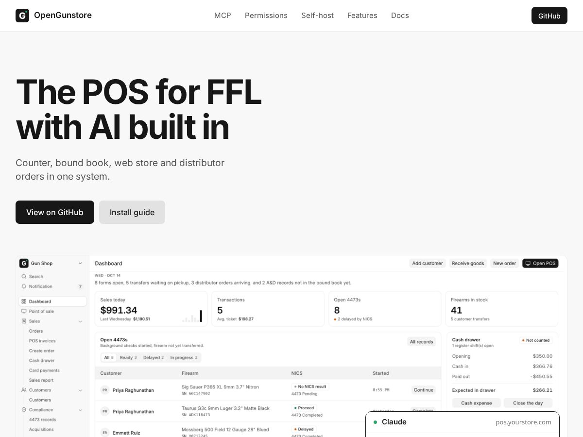 Landing-page snapshot of opengunstore.com