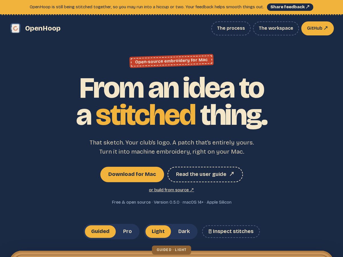 Landing-page snapshot of openhoop.app
