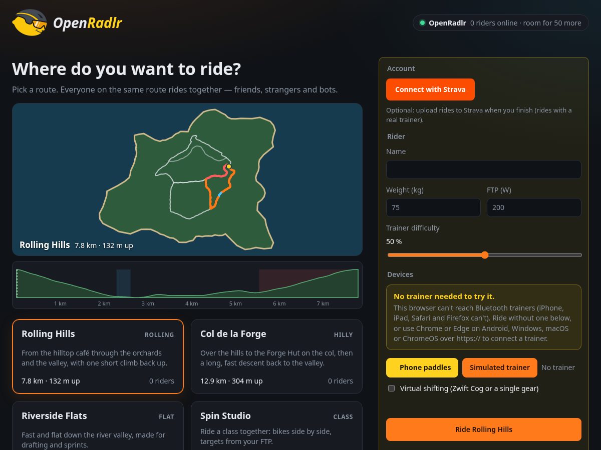 Landing-page snapshot of openradlr.com