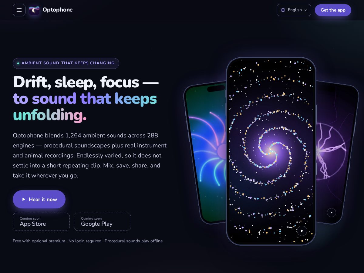 Landing-page snapshot of optophone.app