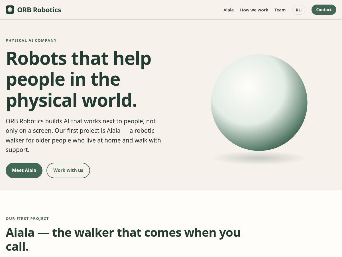 Landing-page snapshot of orb-robotics.com