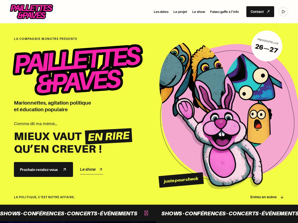 Landing-page snapshot of paillettesetpaves.org