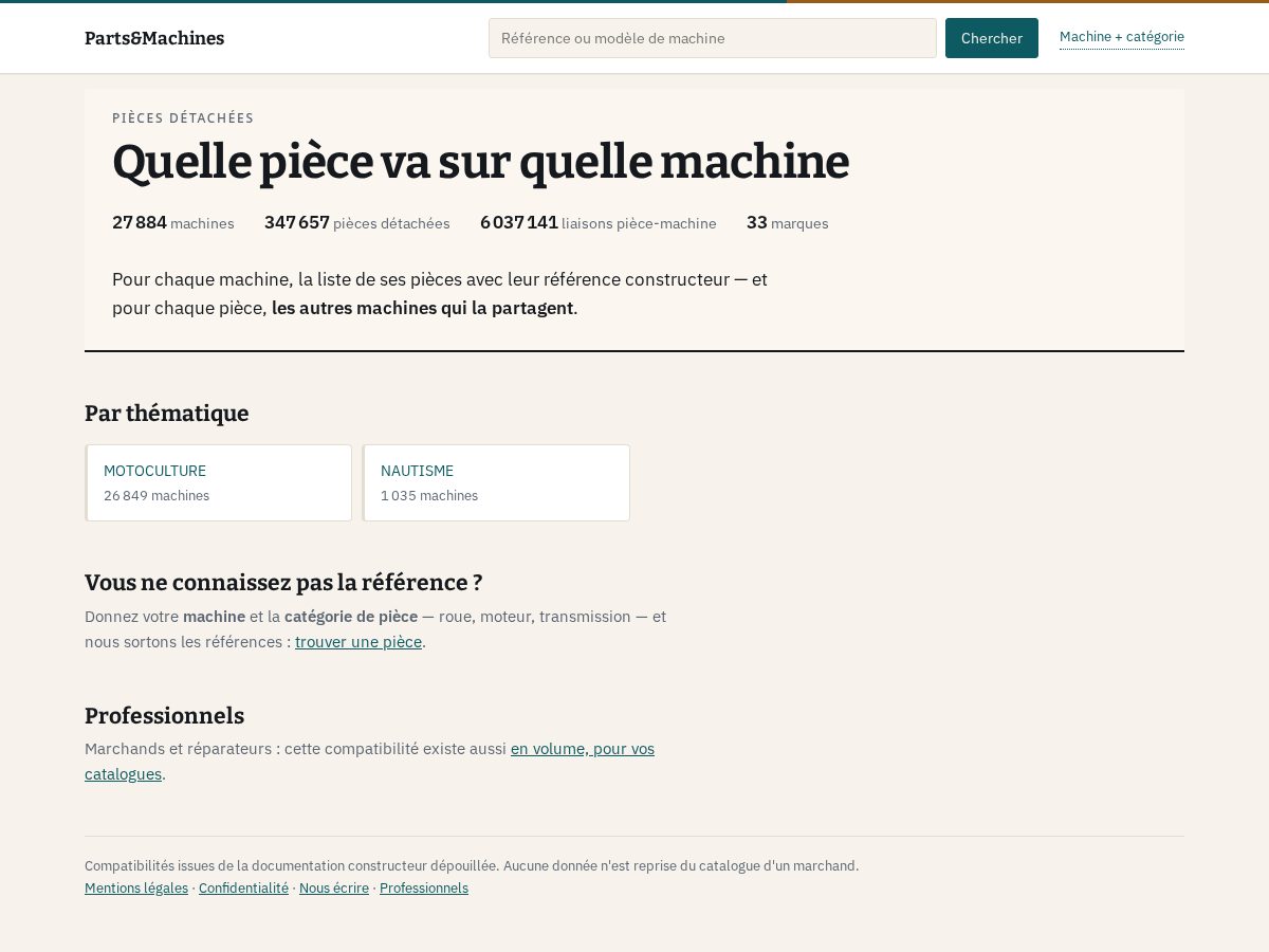 Landing-page snapshot of partsmachines.com