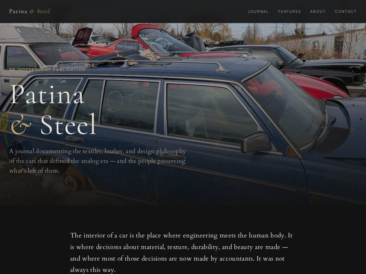 Landing-page snapshot of patinaandsteel.live