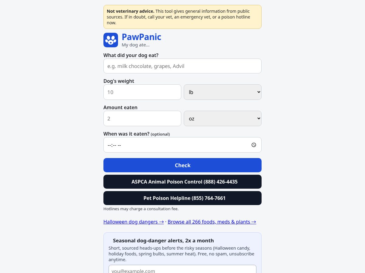 Landing-page snapshot of pawpanic.com