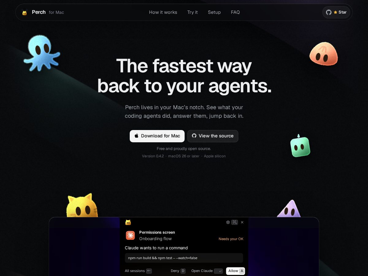 Landing-page snapshot of perchapp.dev