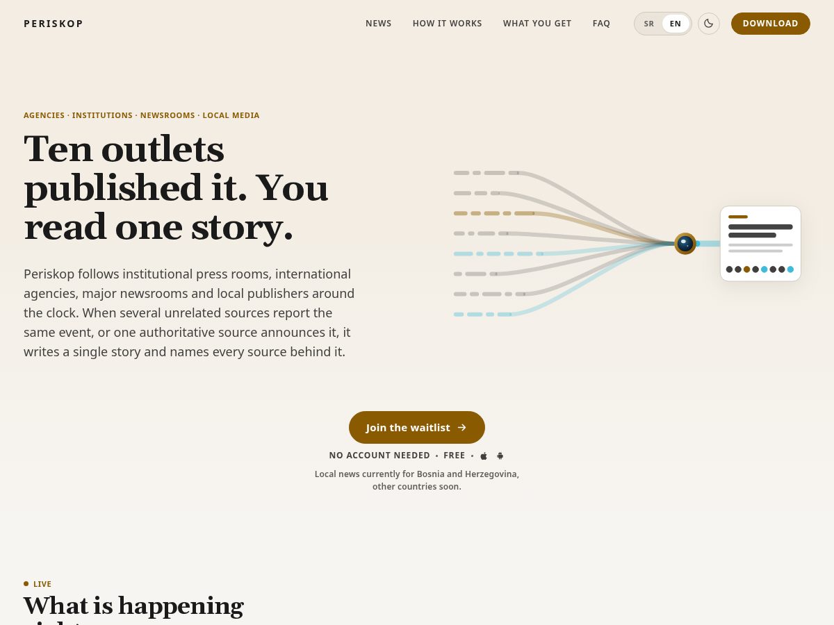 Landing-page snapshot of periskop.news