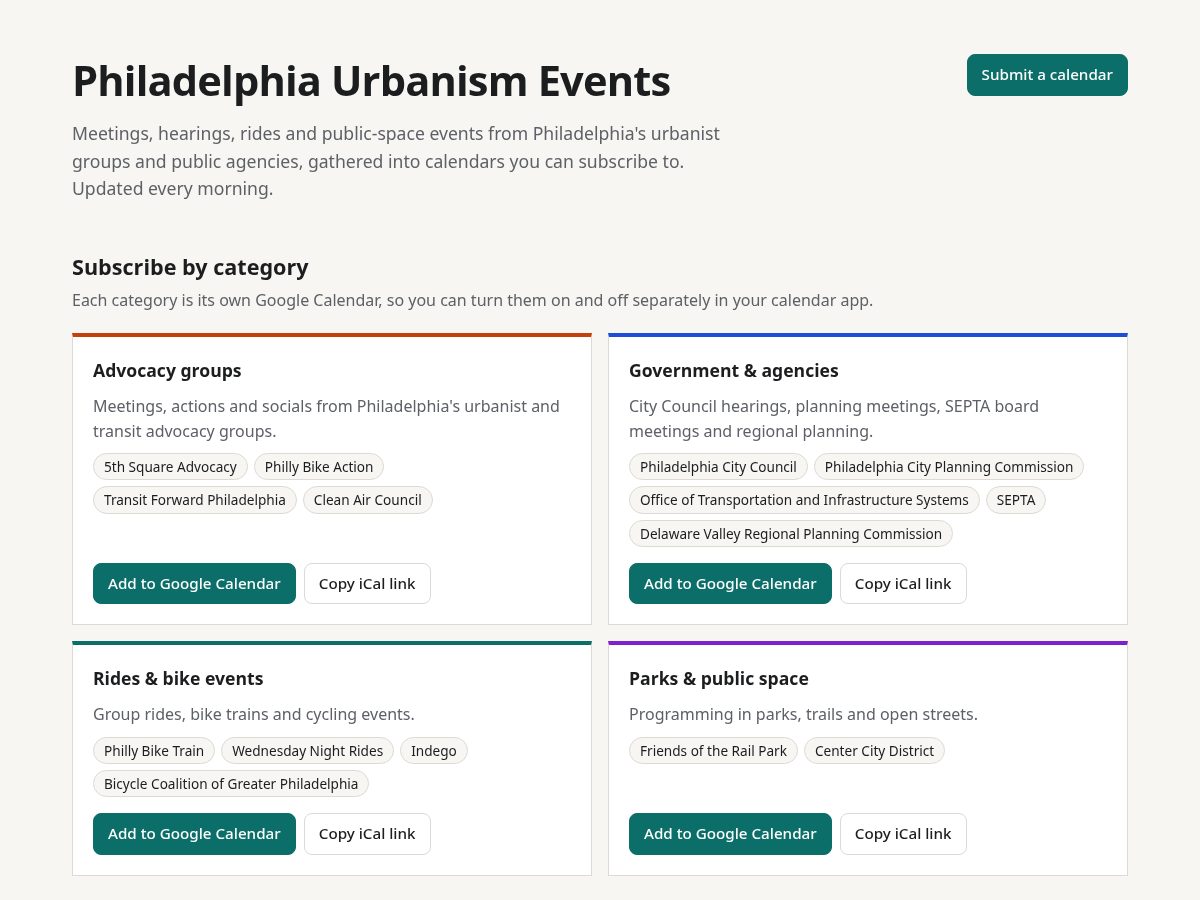 Landing-page snapshot of phillyurbanismevents.com