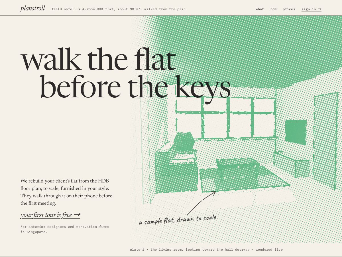 Landing-page snapshot of planstroll.com
