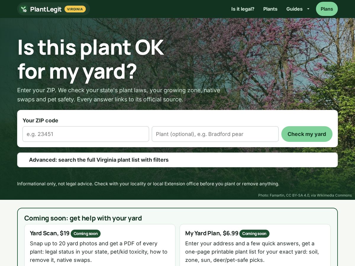 Landing-page snapshot of plantlegit.com