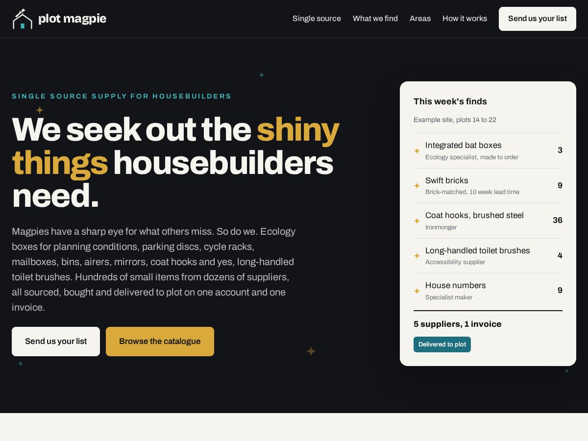 Landing-page snapshot of plotmagpie.com