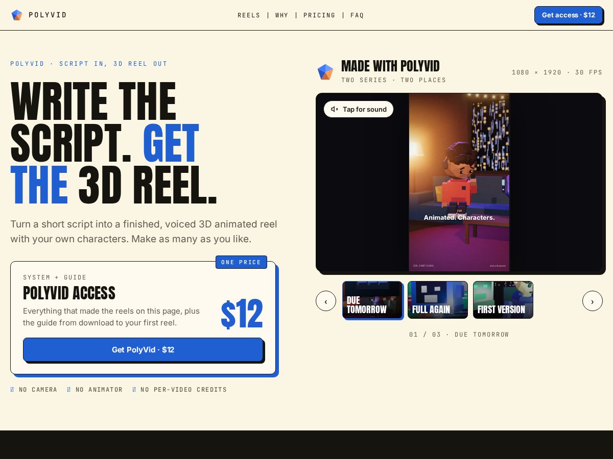Landing-page snapshot of polyvid.space